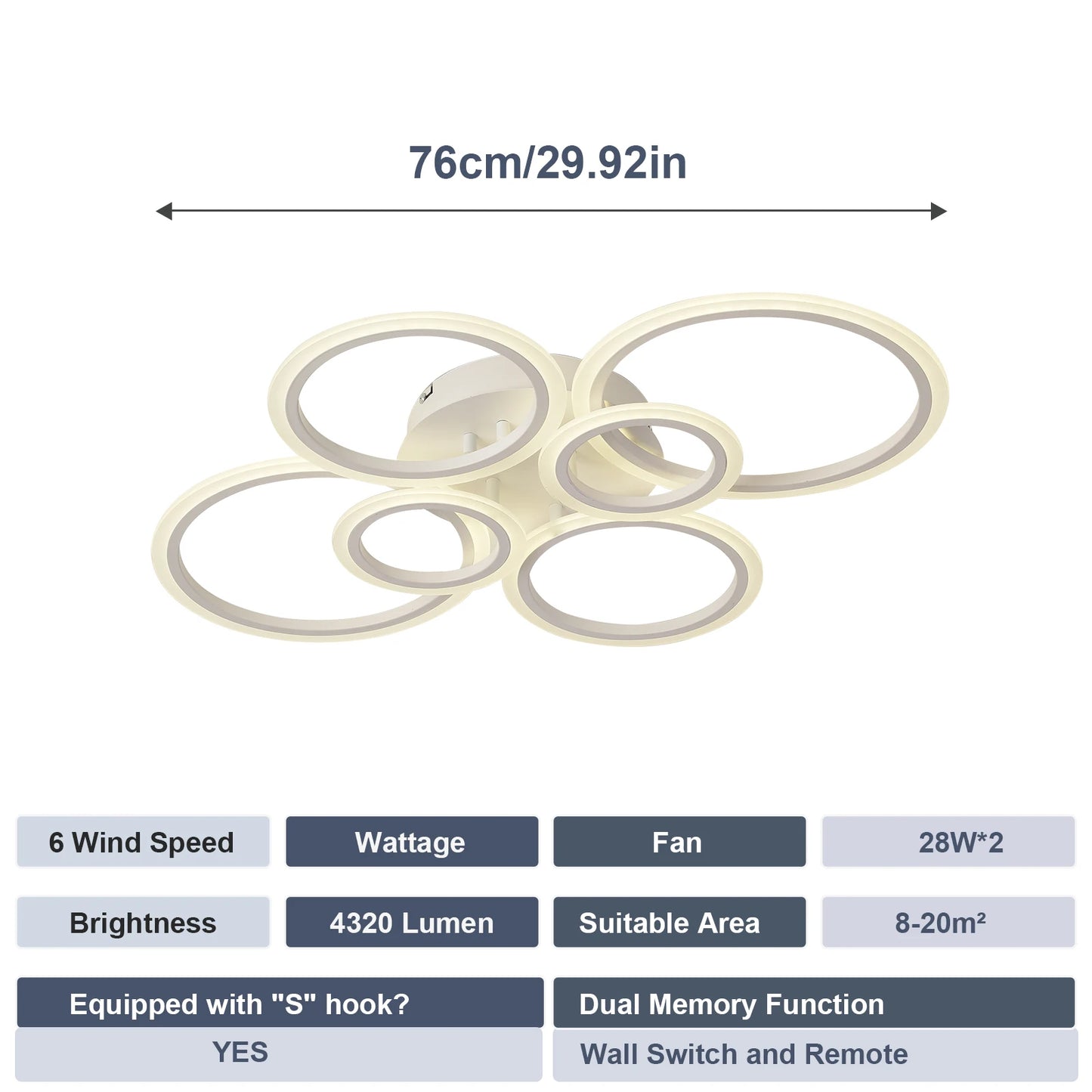 LED Ceiling Chandelier — Dimmable Modern Flush Mount, Living Room Bedroom Study Dining Room