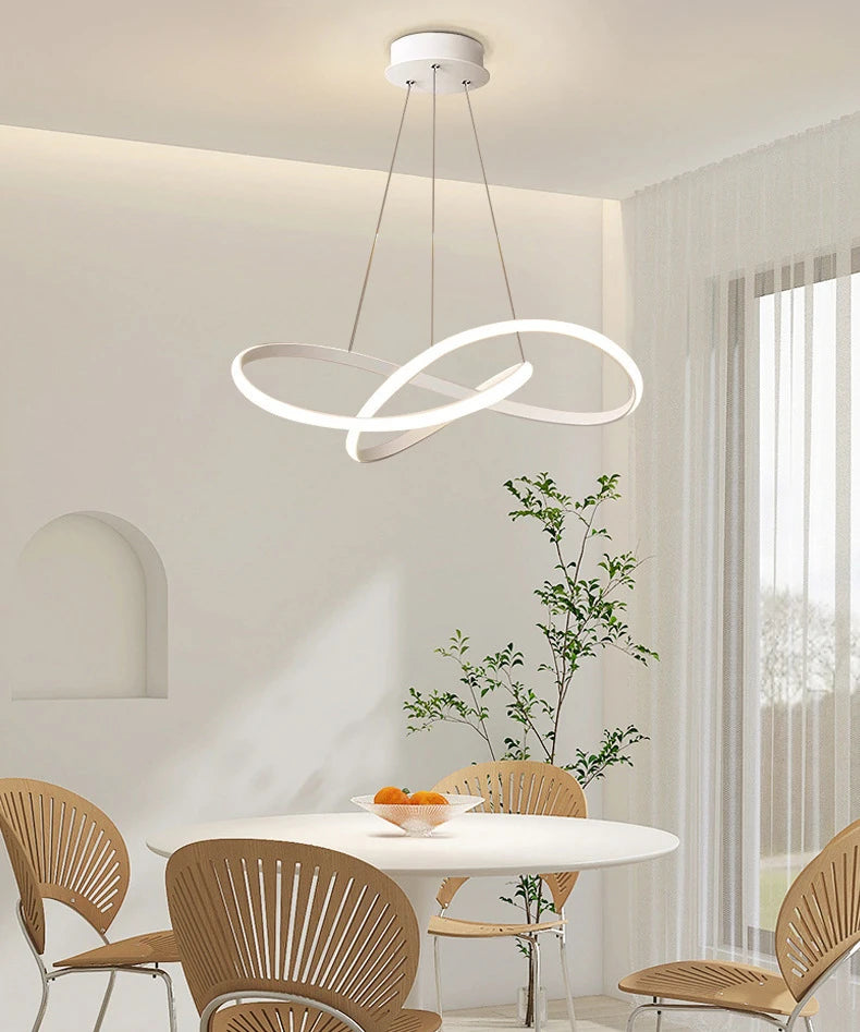 LED Ceiling Chandelier — 48W Dimmable 3-Color Semi Flush Mount, Dining Room Bedroom Living Room