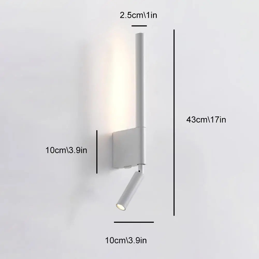 LED Wall Sconce — Adjustable Rotating Bedside Wall Light, Dimmable, Black White, Modern Indoor