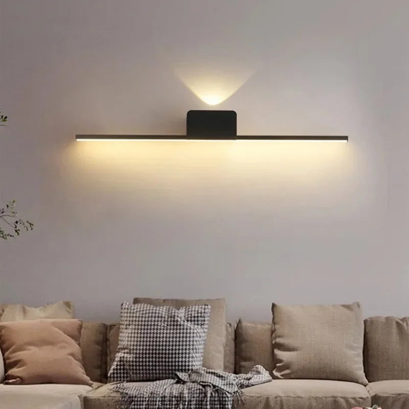 LED Wall Sconce — Long Strip Bedside Wall Light, Touch Switch, Modern Indoor, Living Room Corridor