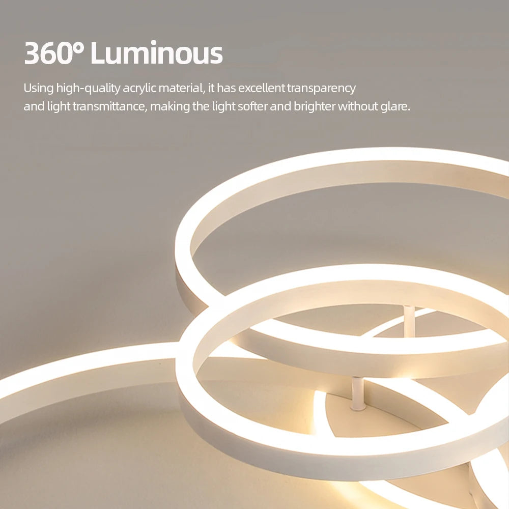 LED Ceiling Chandelier — Infinite Dimming 3-Color Remote Control, Multi-Head, Living Room Bedroom
