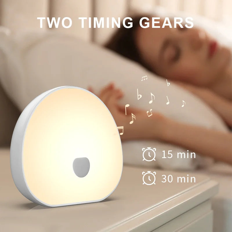 Mini Night Light with White Noise — 10 Sounds, Color Lighting, Timer, Rechargeable, Portable