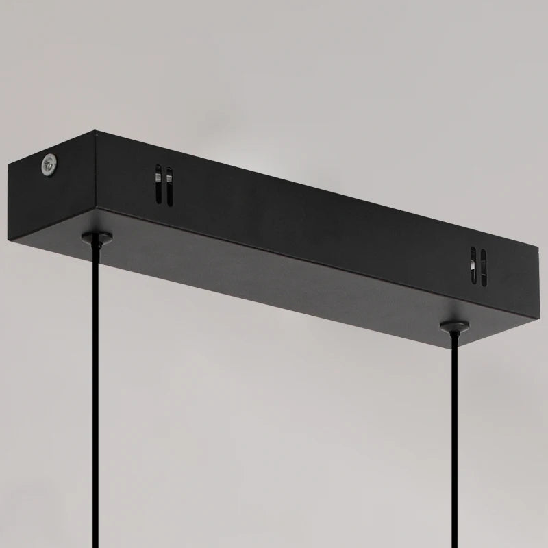 Linear Pendant Light — 26W Dimmable Long Chandelier, Dining Room Kitchen Living Room, Black
