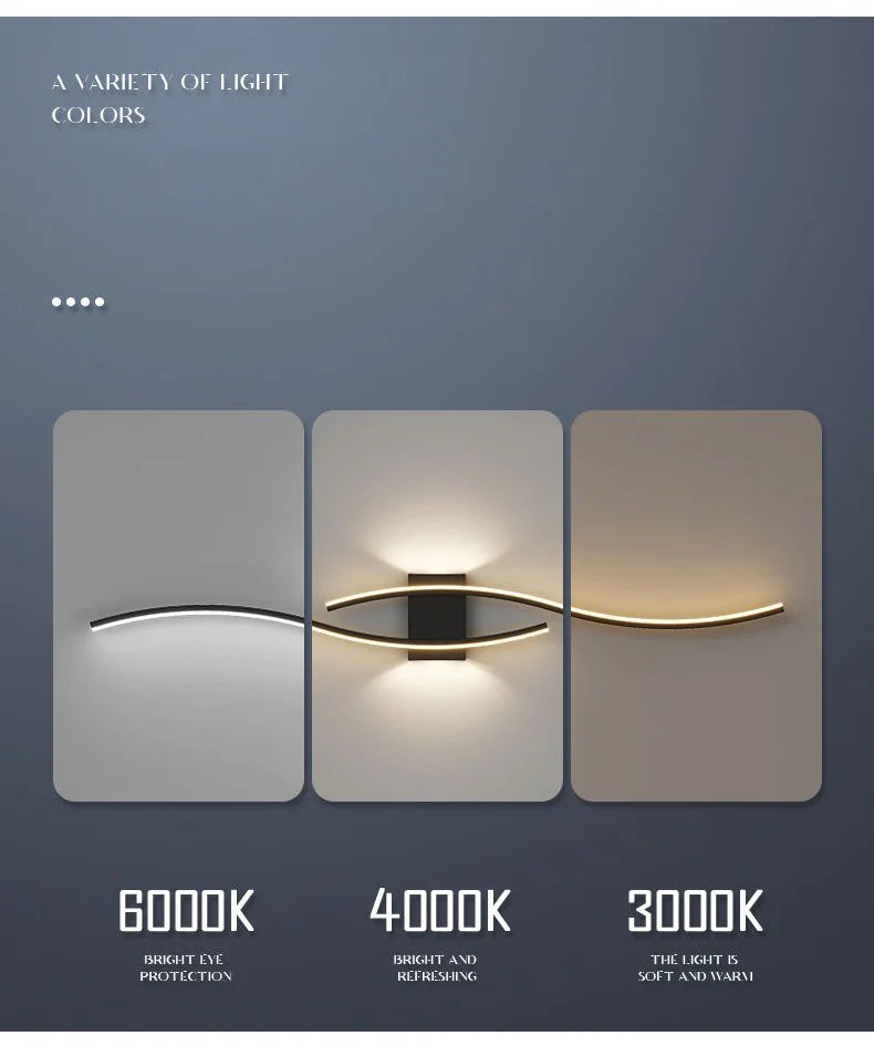 LED Wall Sconce — Up Down Indoor Wall Light, Dimmable, Black Gold White, Bedroom Living Room