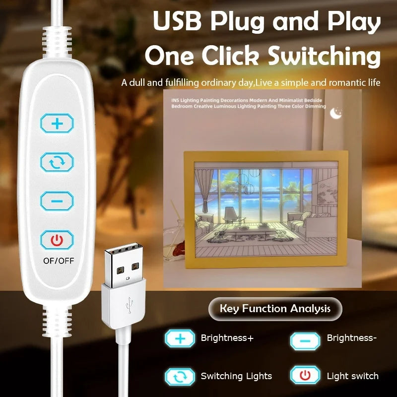 LED Window Light Painting — Sunlight Art Night Light, Dimmable Touch Control, Home Decor