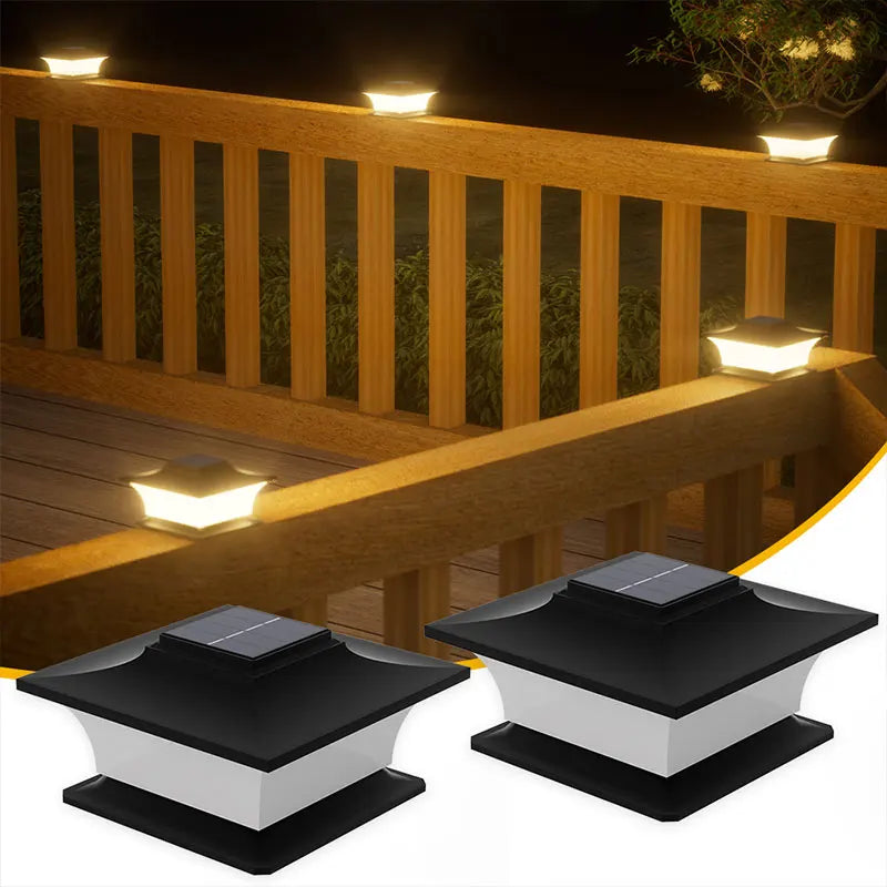 Solar Post Cap Light — Auto On/Off Outdoor Landscape Light, Garden Pathway Fence Patio