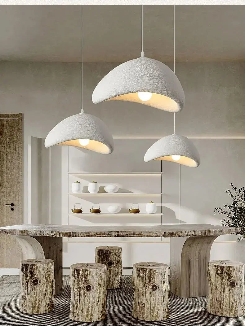 Pendant Chandelier — Nordic Wabi Sabi Hanging Lamp, Handmade, Living Room Bedroom Dining Room