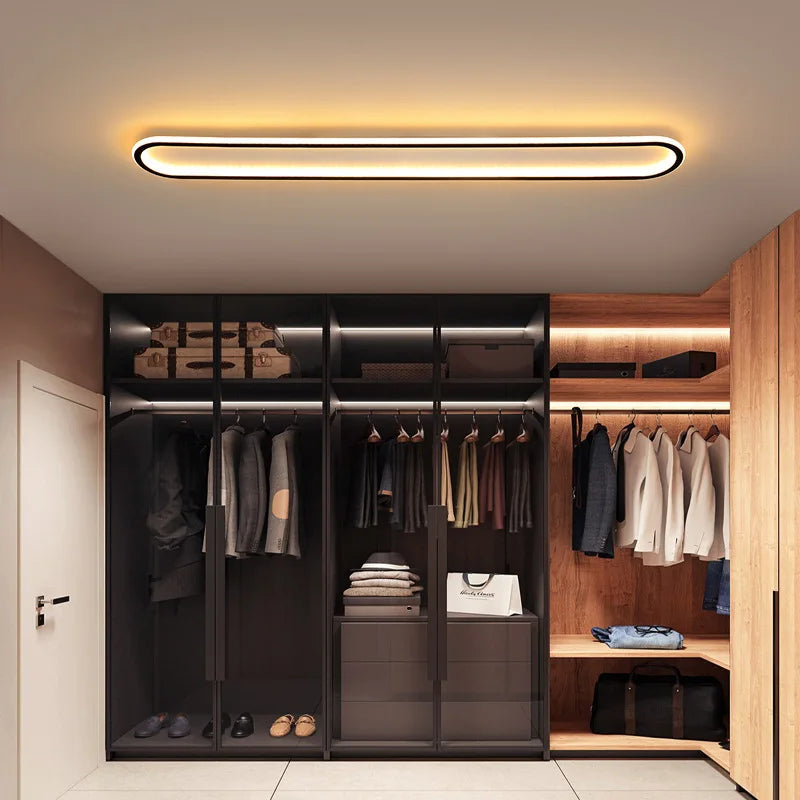 LED Ceiling Light — Linear Geometric Strip, 16/24/31in, Black, Kitchen Bedroom Restaurant