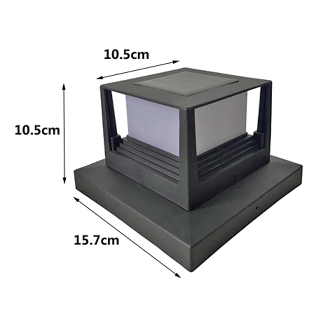 Solar Column Post Cap Light — Outdoor Fence Gate Pillar Garden Courtyard Lamp, IP54 Waterproof