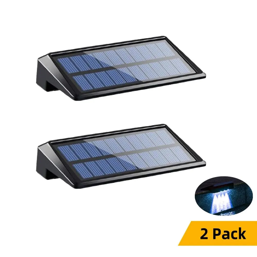 Solar Fence Wall Lights 2-Pack — Outdoor Waterproof Deck Lights, Fence Post Yard Pathway