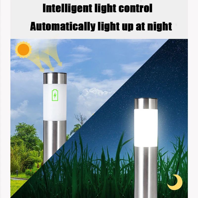 Solar Pathway Lights — Outdoor Bollard Garden Stake Lights, IP65 Waterproof, Patio Lawn Yard