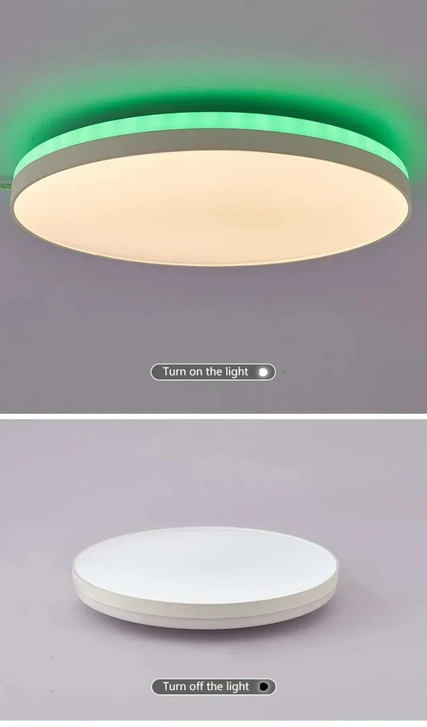 LED Ceiling Light — Smart RGB Tuya App Control, Dimmable Ambient Backlight, Music Sync, Living Room