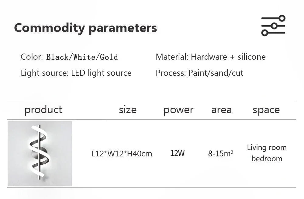 Wall Sconce — Spiral Acrylic Up Down Wall Light, 12W Tricolor, Bedroom Living Room Corridor