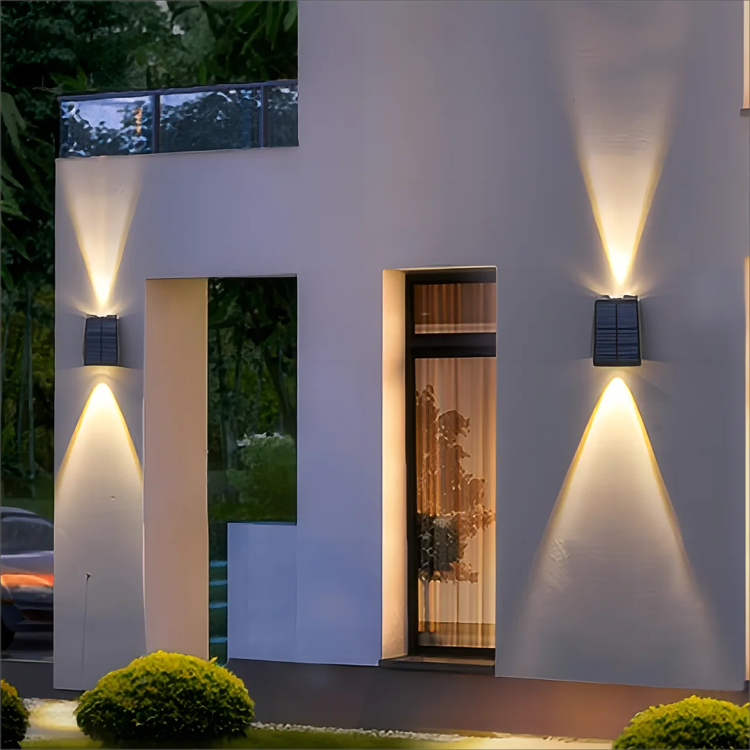 Solar Outdoor Wall Light — Up Down Garden Sconce, Waterproof Villa Patio Yard Atmosphere Light