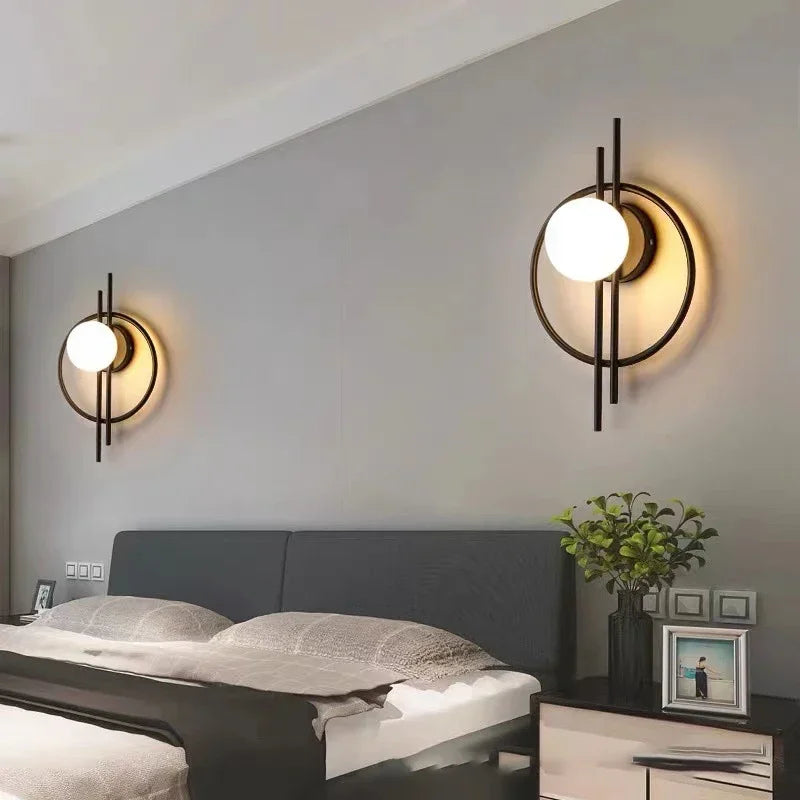 Wall Sconce — Up Down Frosted Glass Wall Light, Touch Switch, Bedroom Living Room Hallway