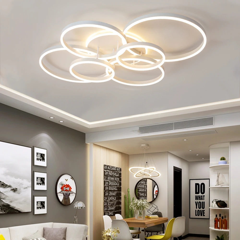 LED Ceiling Chandelier — Infinite Dimming 3-Color Remote Control, Multi-Head, Living Room Bedroom