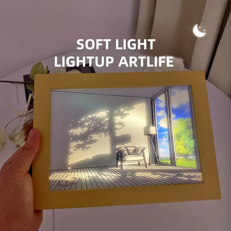 LED Window Light Painting — Sunlight Art Night Light, Dimmable Touch Control, Home Decor