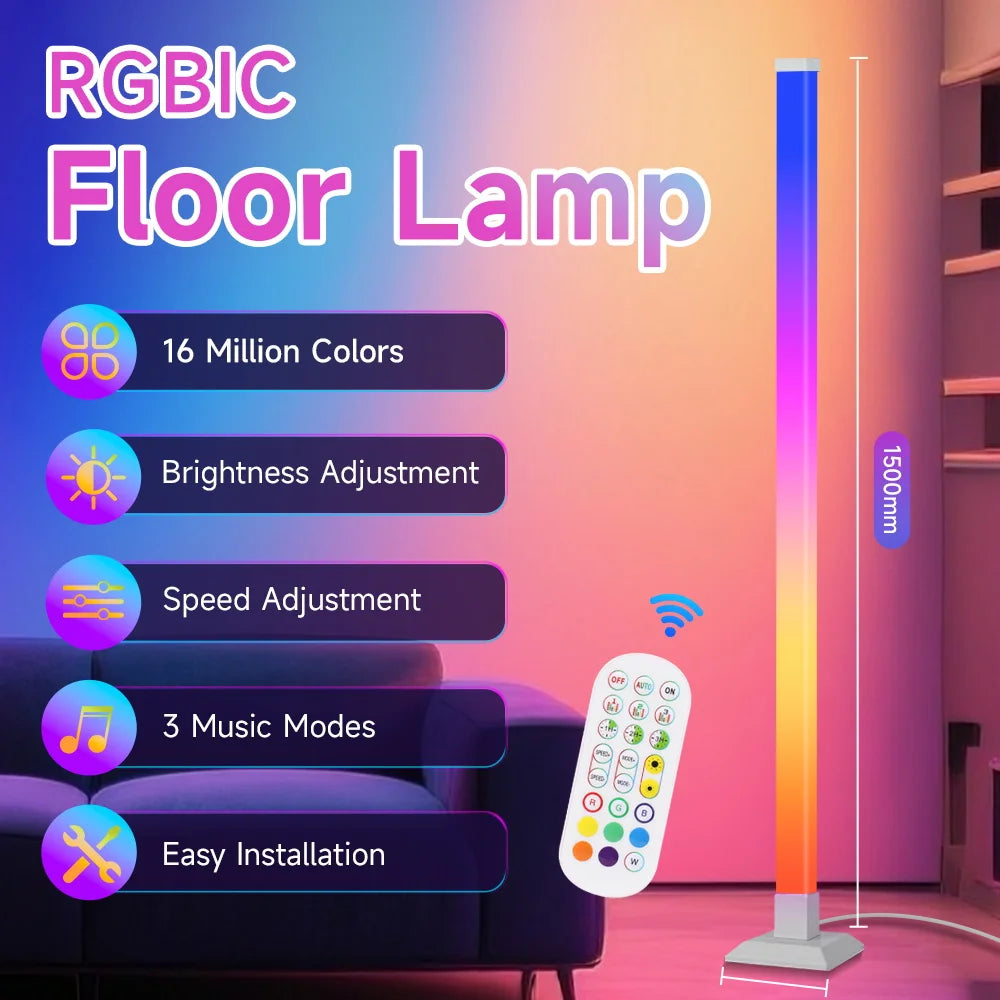 Floor Lamp — Dimmable USB Gooseneck Standing Light, RGB & White, Bedroom Living Room