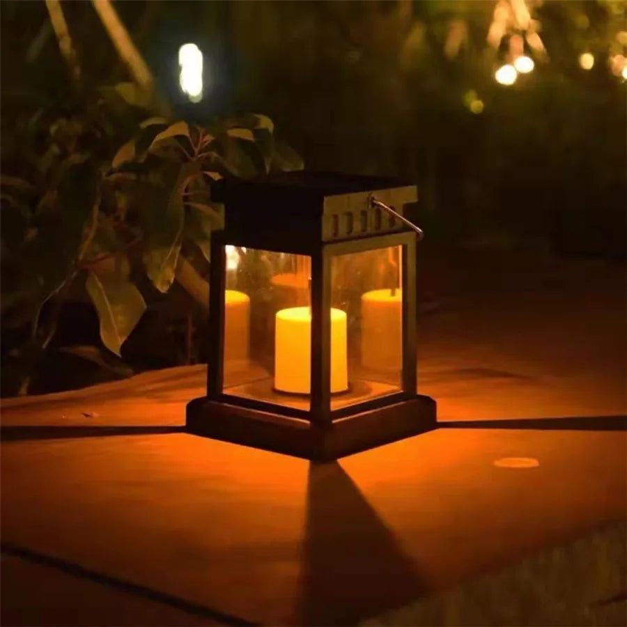 Solar Candle Lantern — Outdoor Hanging Garden Light, Waterproof, Patio Yard Lawn Decor
