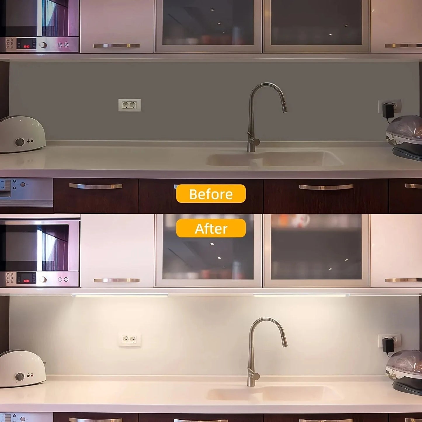 LED Under Cabinet Bar Light — USB Plug, Dimmable, 3 Color Temps, Magnetic Mount, Kitchen Bedroom