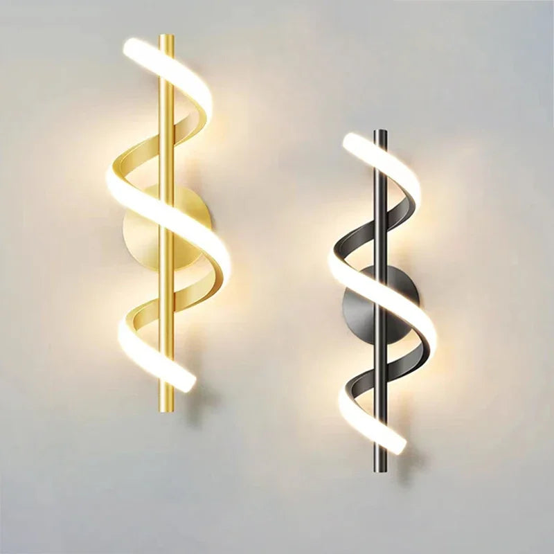 Wall Sconce — Spiral Acrylic Up Down Wall Light, 12W Tricolor, Bedroom Living Room Corridor