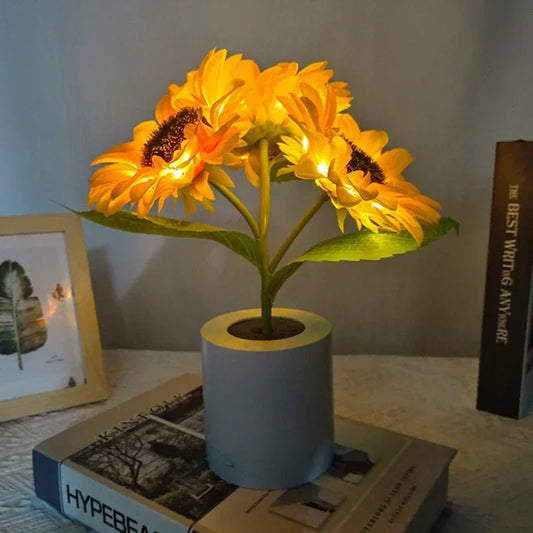 LED Sunflower Night Light — Rechargeable, Bedside Desk Lamp, Bedroom Decoration Table Light