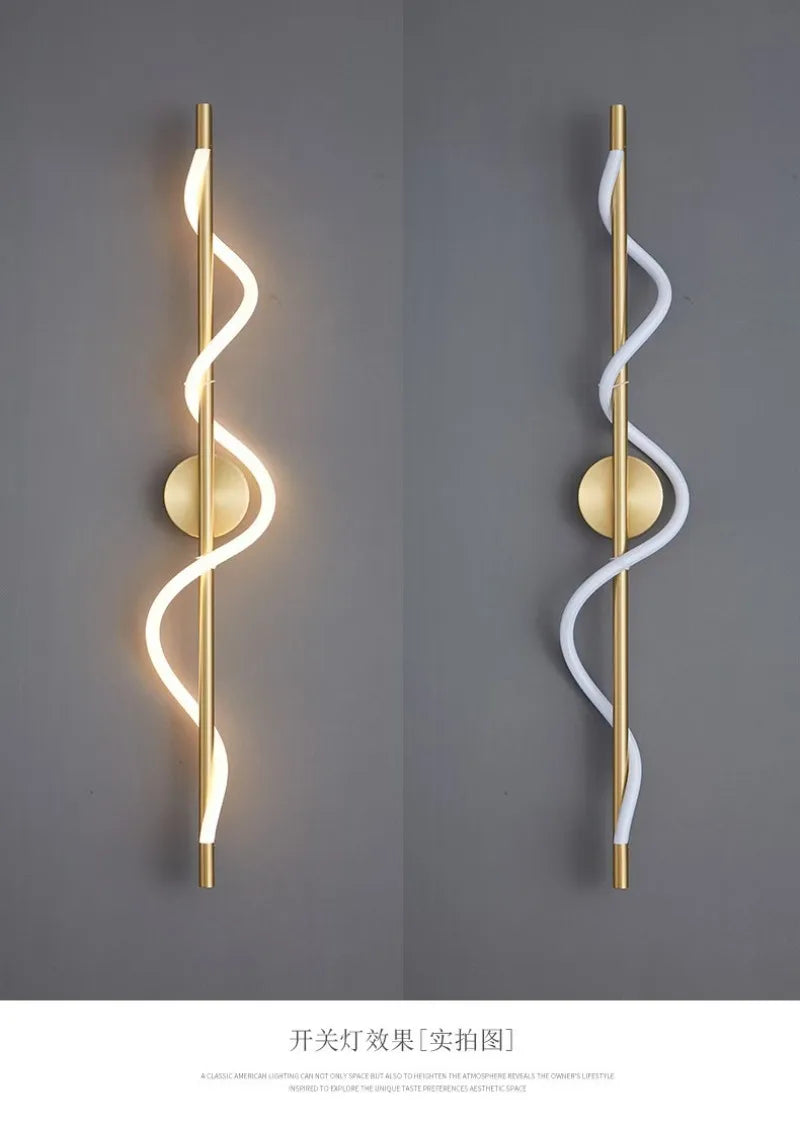 LED Wall Sconce — Italian Minimalist Bedside Lamp, Black Gold White, Living Room Corridor