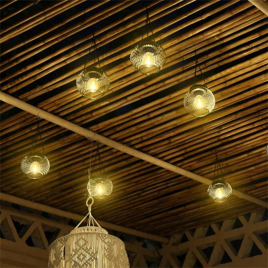 Solar Hanging Lantern — Decorative Outdoor Metal Fairy Light, Waterproof, Garden Patio Yard