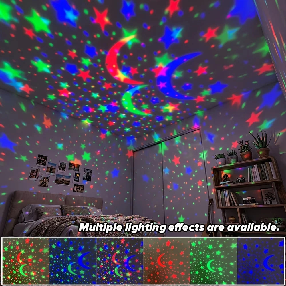 LED Starry Sky Projector Night Light — Magic Ball, RGB, 360° Rotating, Bedroom Kids Room Decor
