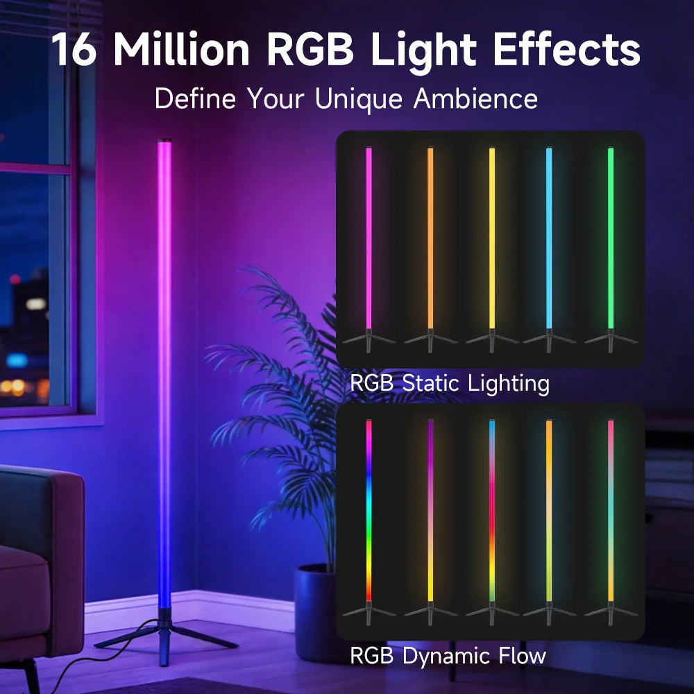 Floor Lamp — Dimmable USB Gooseneck Standing Light, RGB & White, Bedroom Living Room