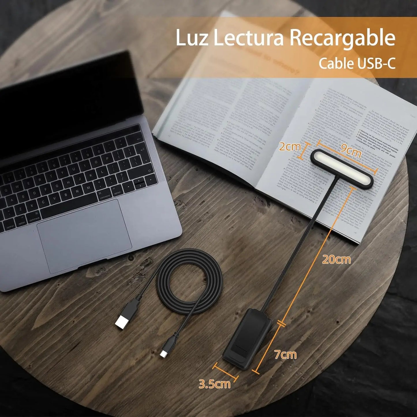 LED Book Light — USB Rechargeable, 3 Color Temps, Flexible Clip, Portable Reading Lamp
