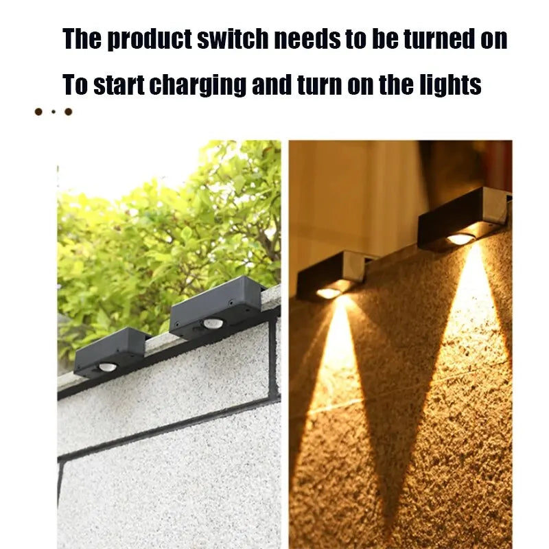 Solar Outdoor Wall Light Square — IP65 Waterproof, 4 Color Options, Garden Fence Decor