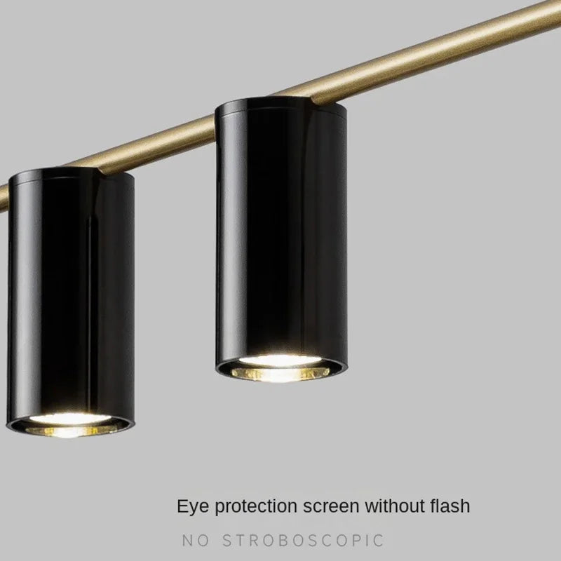 Modern LED Pendant Chandelier — 5-Light Linear Bar, Black or Gold, Kitchen Dining Room Living Room