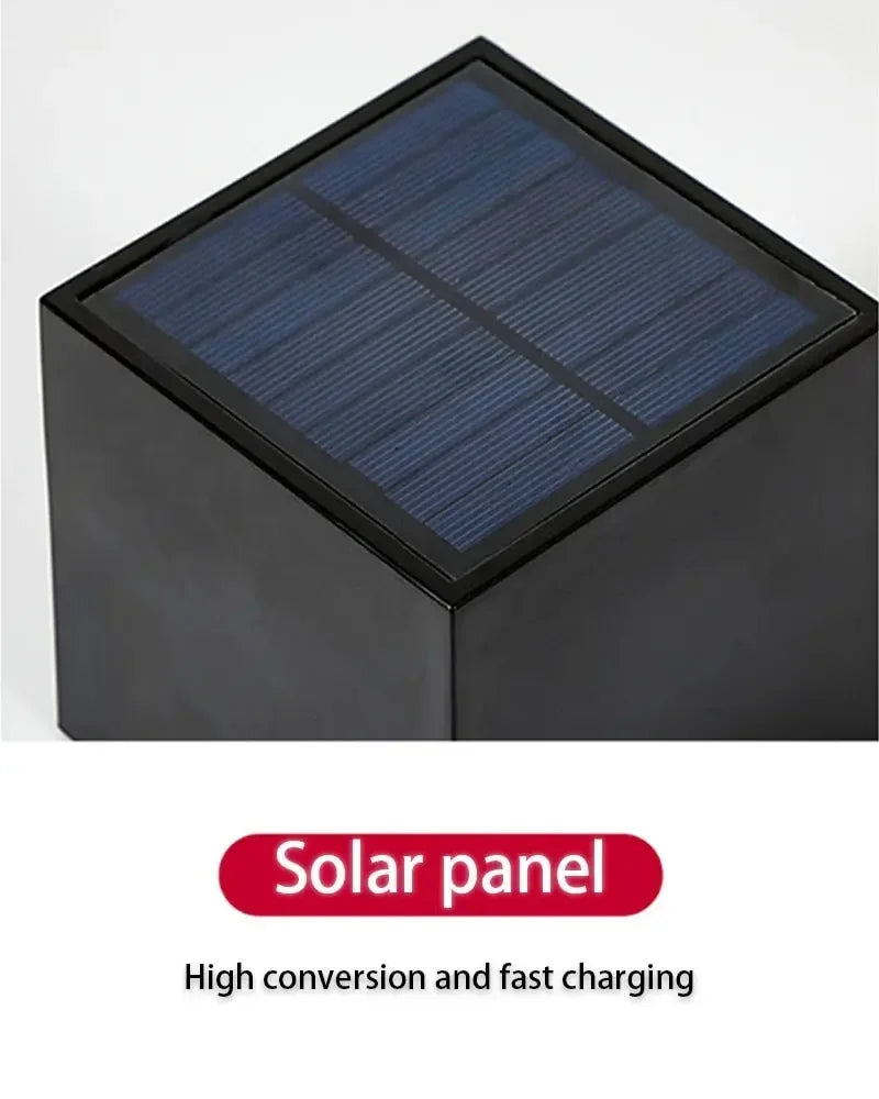 Solar Wall Sconce — Square Outdoor Garden Light, Warm White RGB, IP Waterproof, Porch Fence