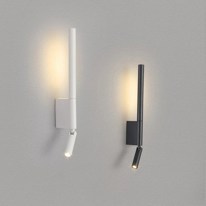 LED Wall Sconce — Adjustable Rotating Bedside Wall Light, Dimmable, Black White, Modern Indoor