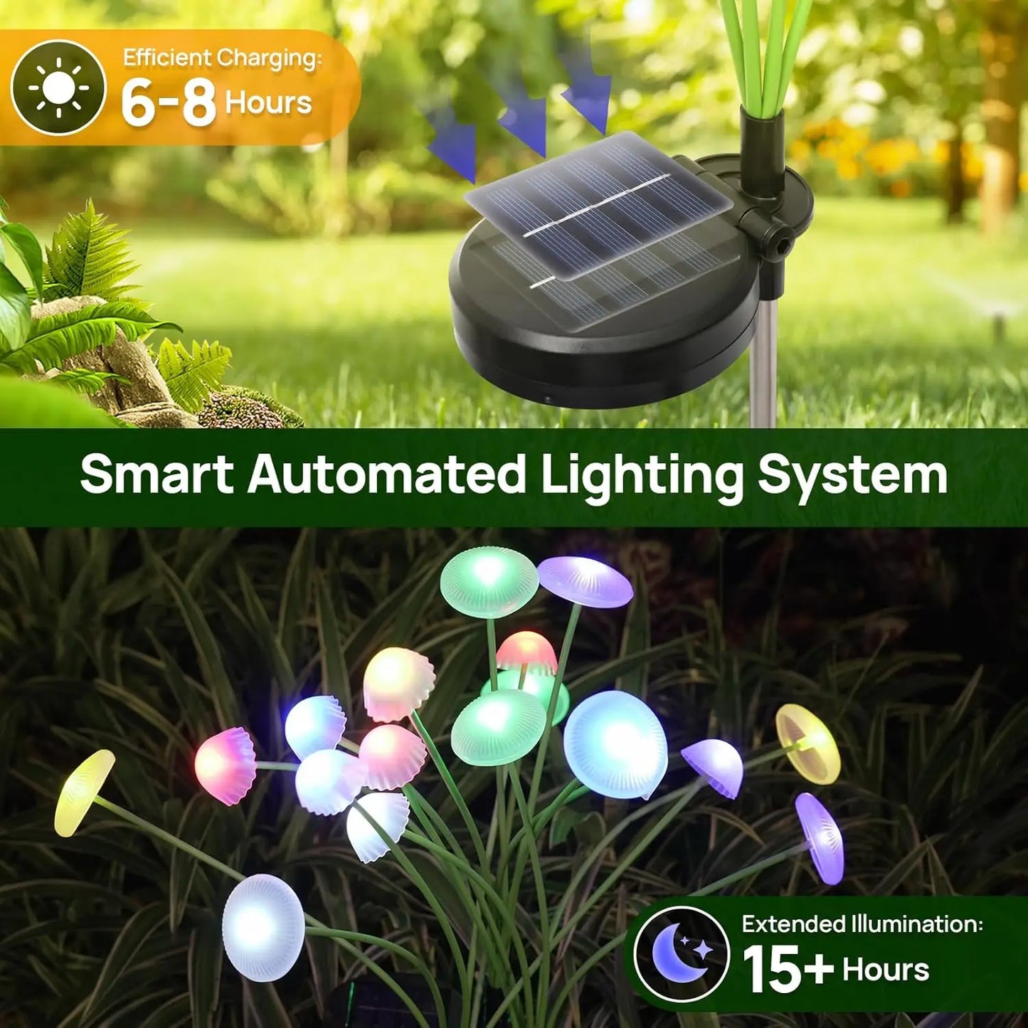 Solar Mushroom Garden Lights — Waterproof Outdoor Lawn Pathway Lights, Yard Patio Decor
