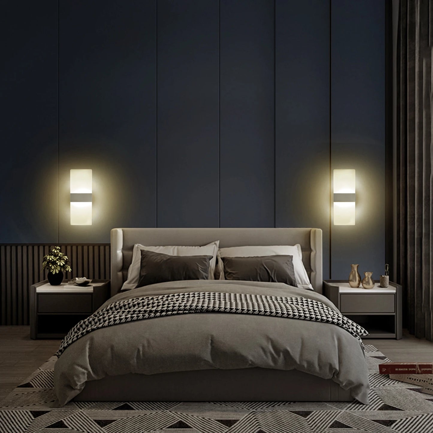 LED Wall Sconce — Aluminum Acrylic Up Down Wall Light, Black Gold Silver, Bedroom Corridor Bathroom