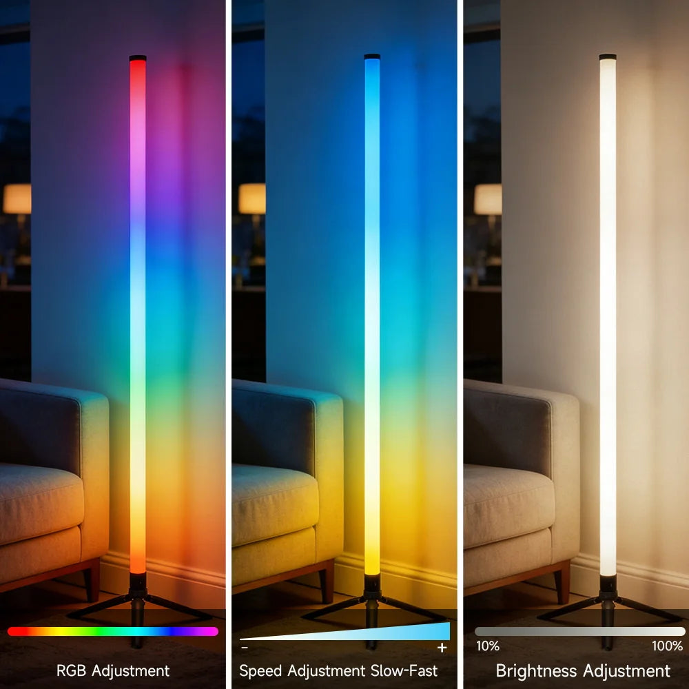 Floor Lamp — Dimmable USB Gooseneck Standing Light, RGB & White, Bedroom Living Room