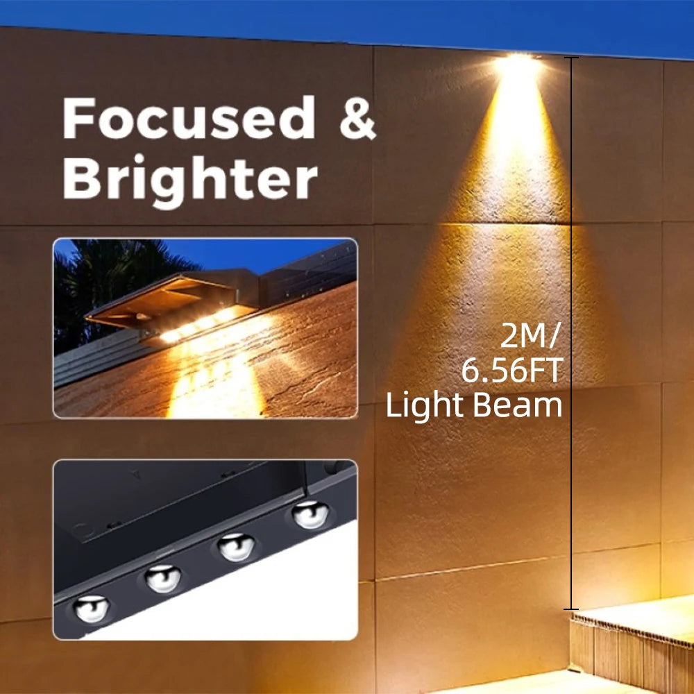 Solar Fence Wall Lights 2-Pack — Outdoor Waterproof Deck Lights, Fence Post Yard Pathway