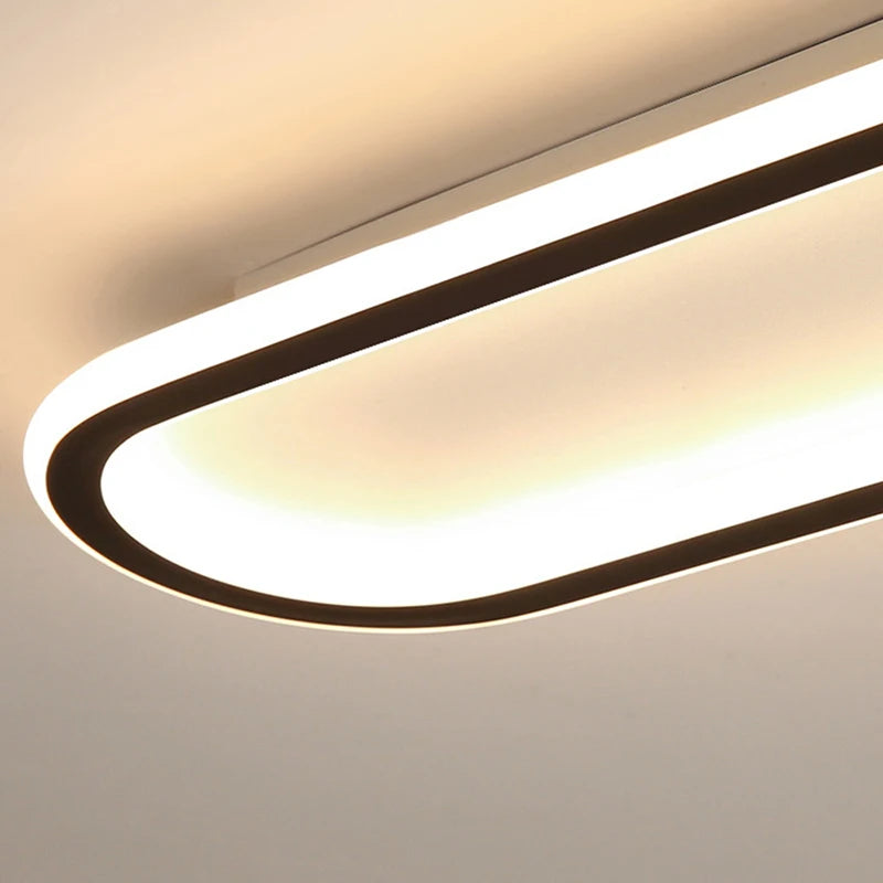 LED Ceiling Light — Linear Geometric Strip, 16/24/31in, Black, Kitchen Bedroom Restaurant