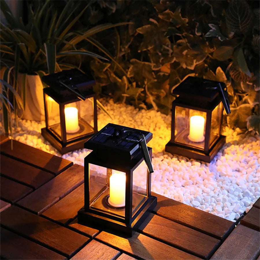 Solar Candle Lantern — Outdoor Hanging Garden Light, Waterproof, Patio Yard Lawn Decor