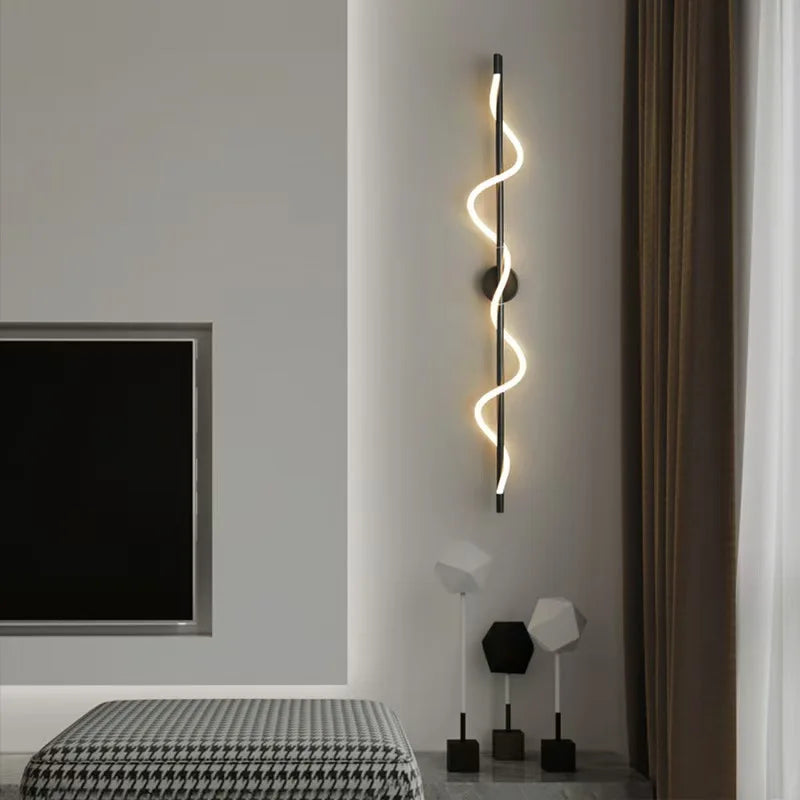 LED Wall Sconce — Italian Minimalist Bedside Lamp, Black Gold White, Living Room Corridor