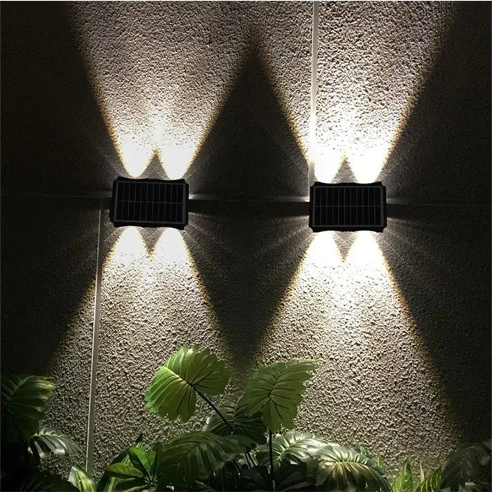 Solar Outdoor Wall Light — Up Down Waterproof Garden Sconce, IP65, Balcony Yard Patio Decor