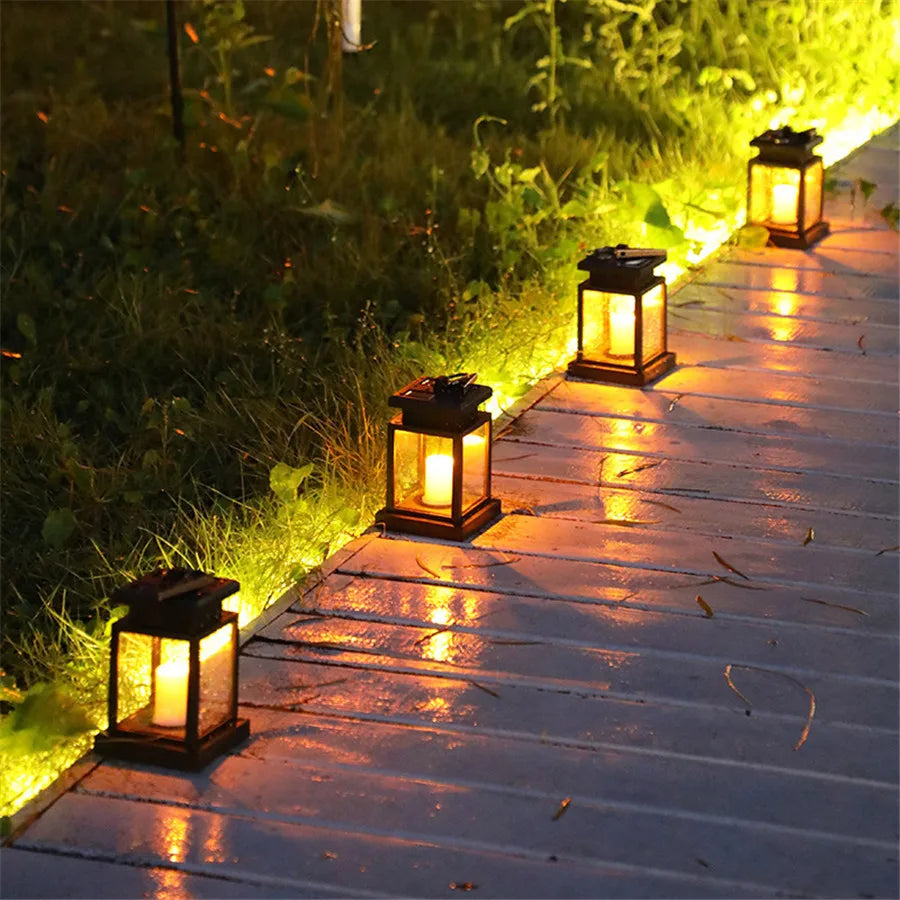 Solar Candle Lantern — Outdoor Hanging Garden Light, Waterproof, Patio Yard Lawn Decor