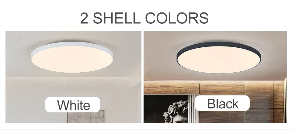 LED Ceiling Light — Smart Dimmable App Remote Control, 3000–6000K, Black White, Bedroom Living Room