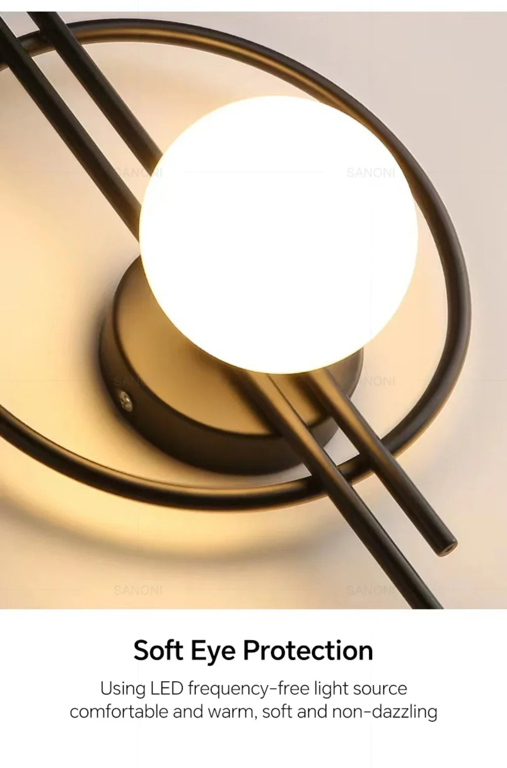 Wall Sconce — Up Down Frosted Glass Wall Light, Touch Switch, Bedroom Living Room Hallway