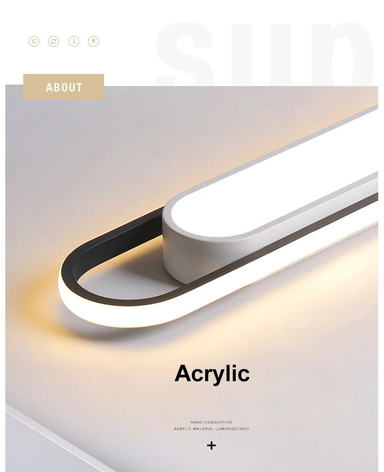 LED Ceiling Light — Oval Strip Flush Mount Corridor Light, Ultra Thin, Stairwell Balcony