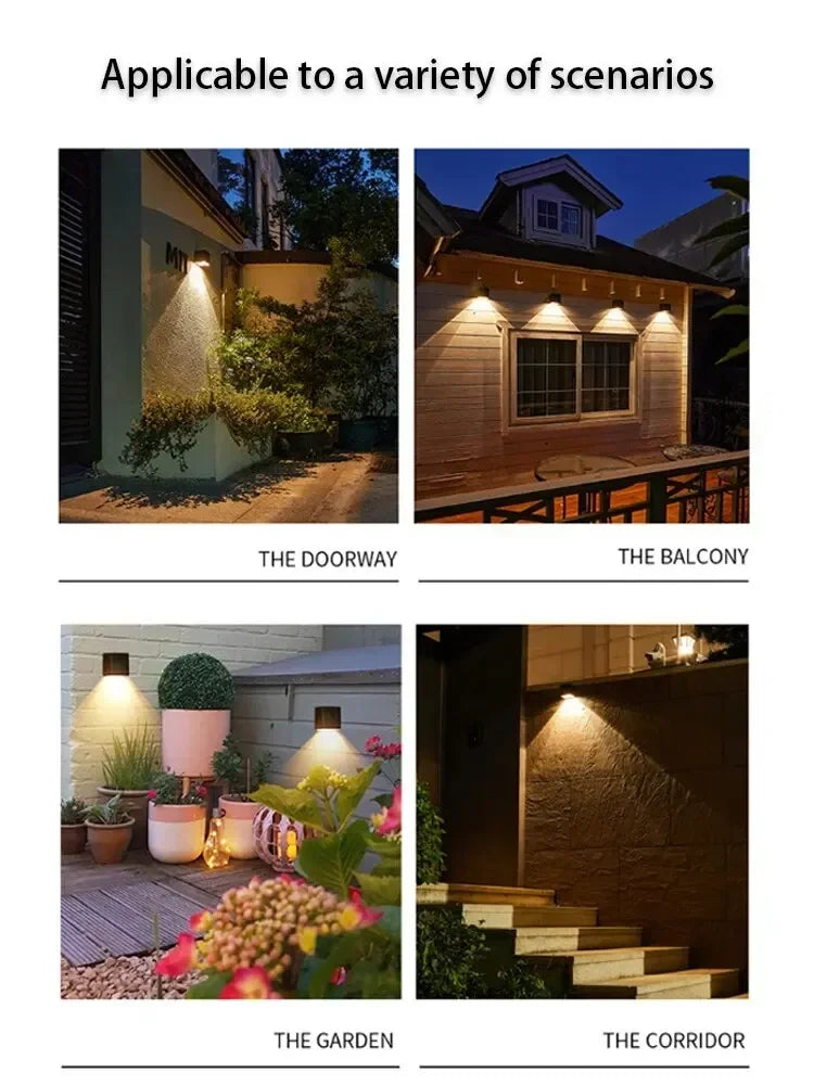 Solar Wall Sconce — Square Outdoor Garden Light, Warm White RGB, IP Waterproof, Porch Fence