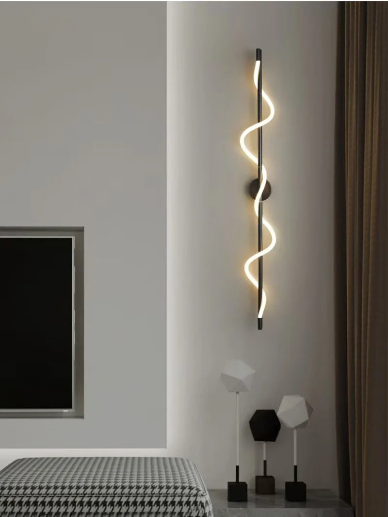 LED Wall Sconce — Italian Minimalist Bedside Lamp, Black Gold White, Living Room Corridor