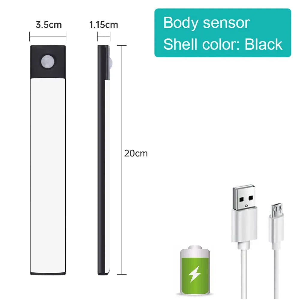 LED Under Cabinet Night Light — Motion Sensor, 3 Color Temps, Rechargeable, Magnetic, Kitchen Closet